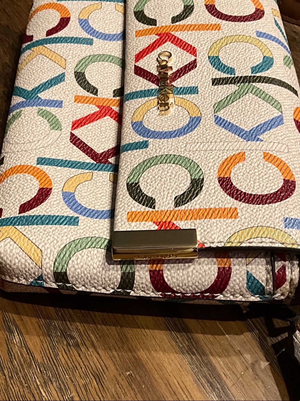 Calvin Klein White Multicolor CK Logo Crossbody with Tan Strap - Picture 6 of 6